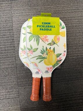 13MM Pickleball Paddle (1) - Lemon Floral Design, White & Yellow ONLY ONE